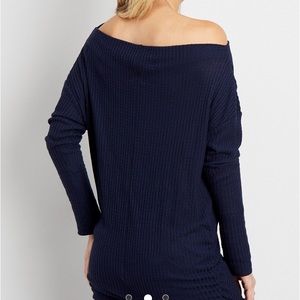 maurices navy off the shoulder tunic
